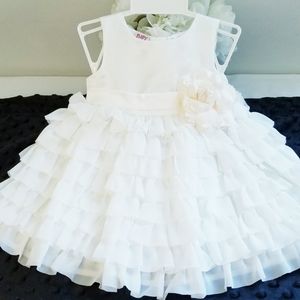 NEW Baby Beri White Ruffle Flower Formal Dress Size 3/6M